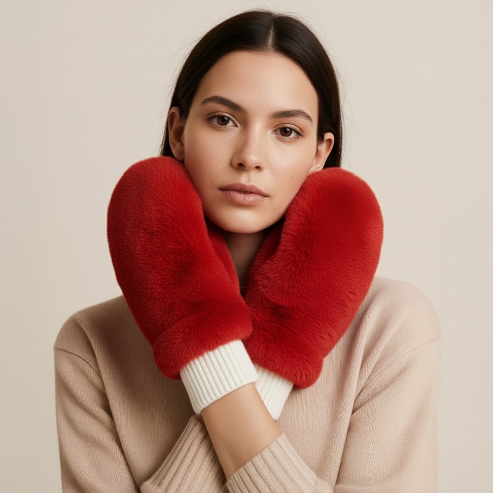 Luxurious Red Mittens